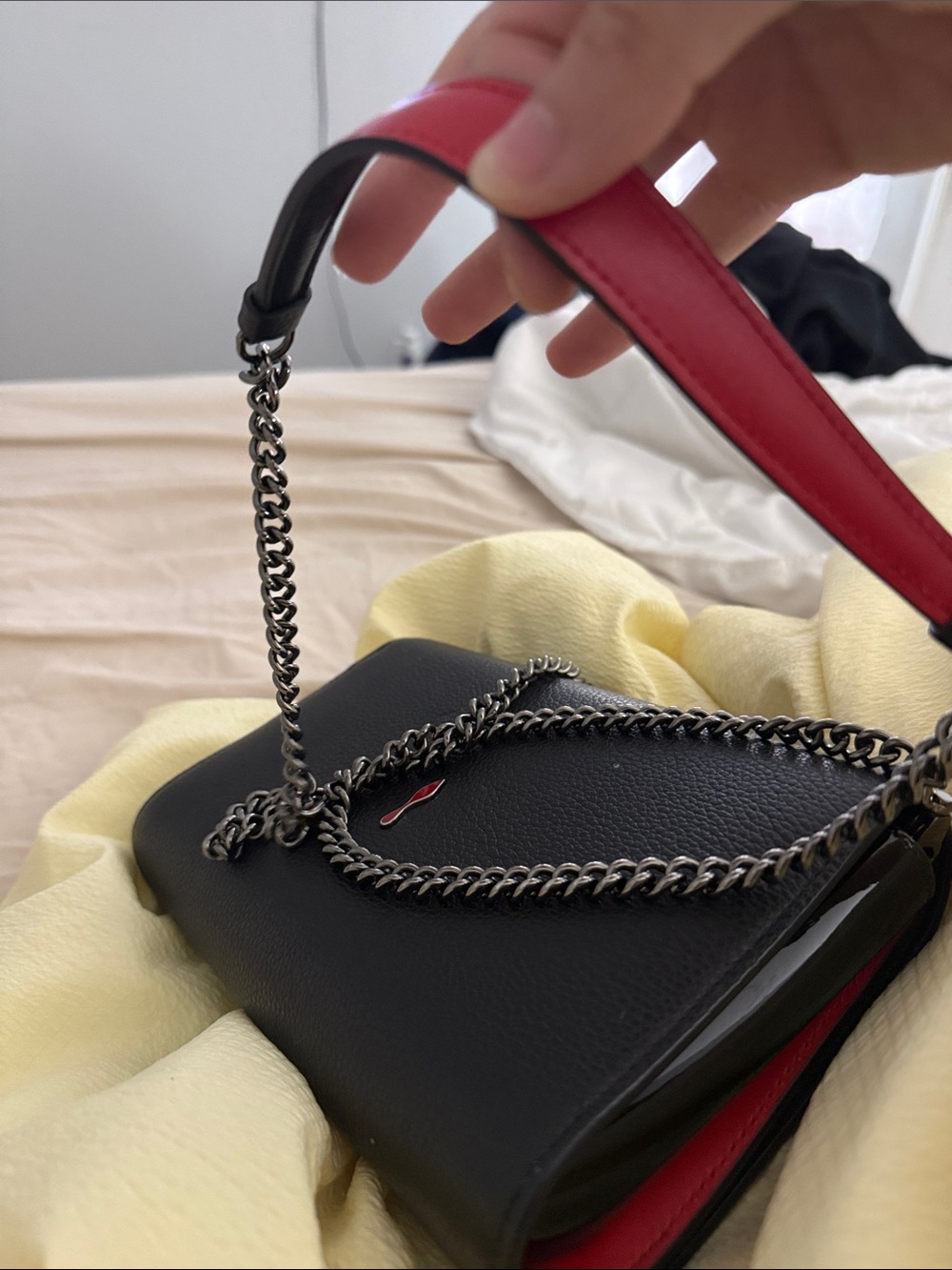 Christian Louboutin Black Embossed Studded Leather Clutch **WILL TAKE 700***